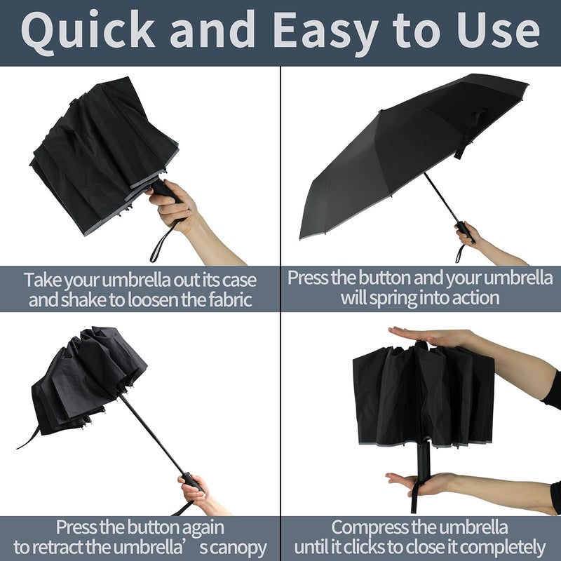 BAODINI Small UV Protection Travel Umbrella Compact for Rain and Sun UPF 50+ Windproof Portable 42 inch Umbrella for Women and Men - Image 5
